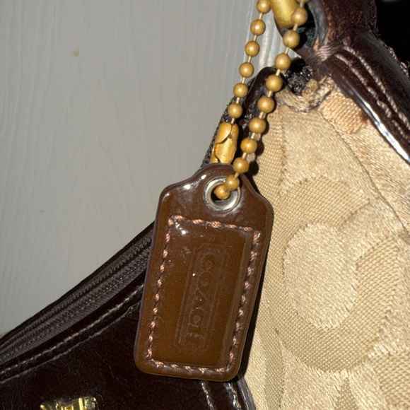 Coach Beige and Dark Brown Shoulder Bag
